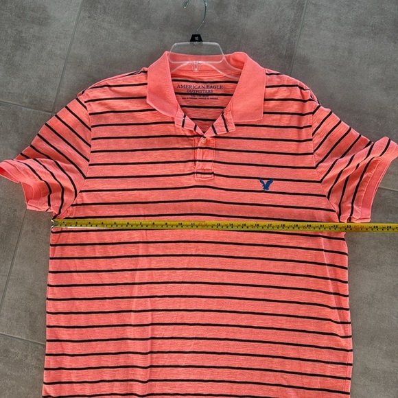 American Eagle Outfitters Coral & Black Striped Polo Shirt - XXL - Picture 6 of 6